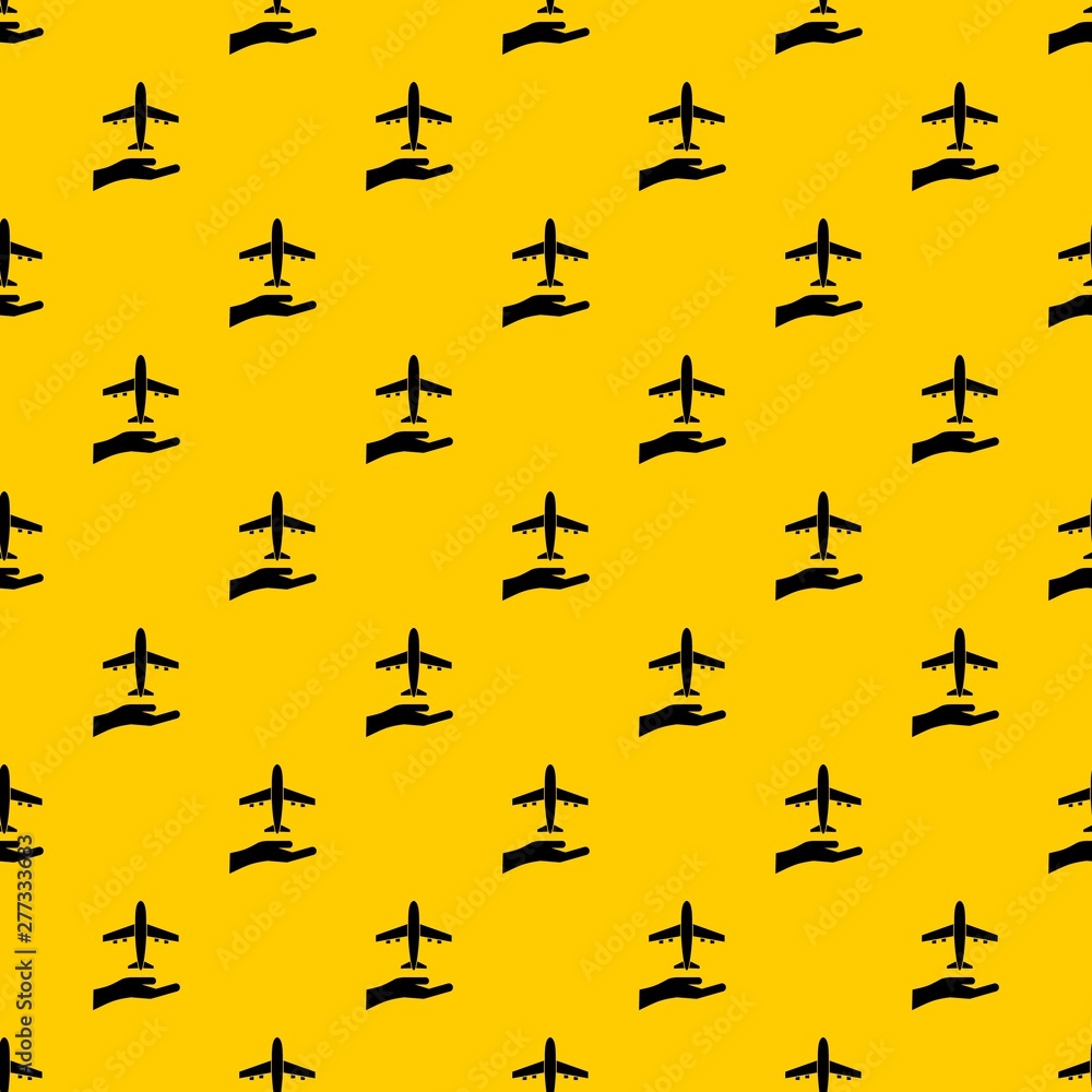 Poster airplane and palm pattern seamless vector repeat geometric yellow for any design