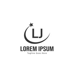 Initial LJ logo template with modern frame. Minimalist LJ letter logo vector illustration