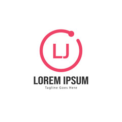 Initial LJ logo template with modern frame. Minimalist LJ letter logo vector illustration