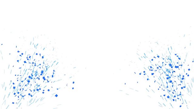 Animation of Blue Confetti Party Explosions on White Background. Party and Celebrations Concept , 4K
