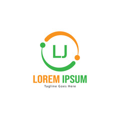 Initial LJ logo template with modern frame. Minimalist LJ letter logo vector illustration
