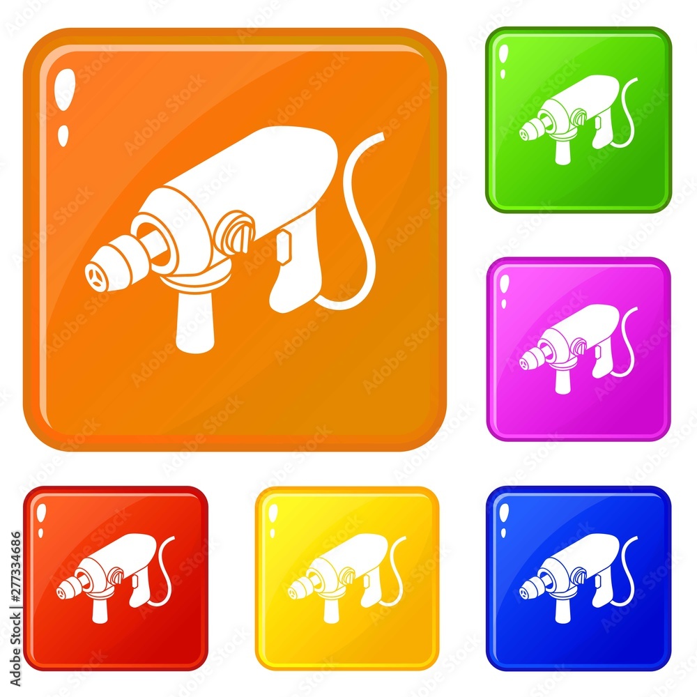 Aufkleber big corded drill icons set collection vector 6 color isolated on white background