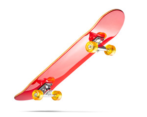 Red skateboard deck, isolated on white background. File contains a path to isolation © afxhome