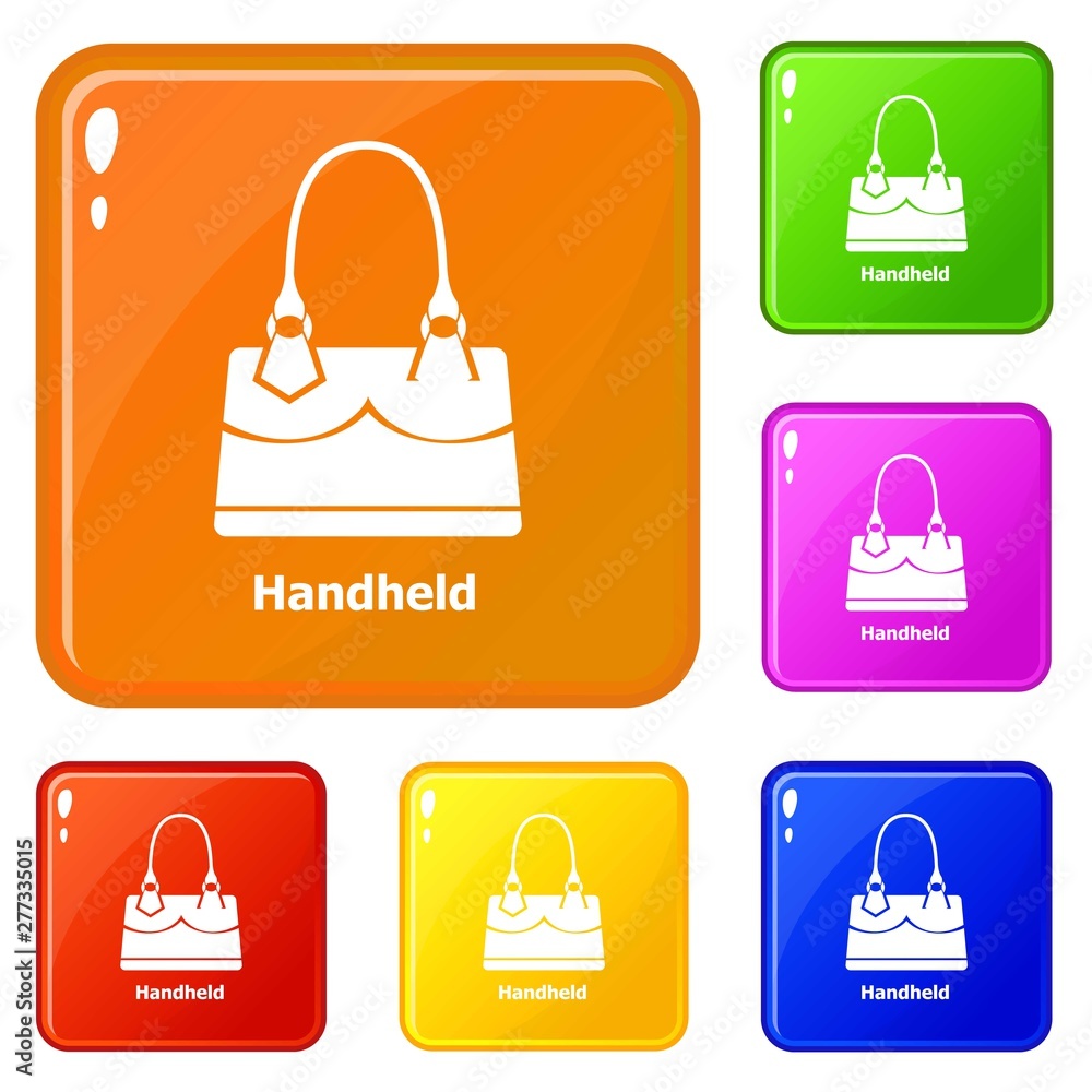 Poster handheld bag icons set collection vector 6 color isolated on white background
