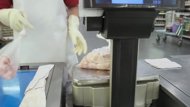 Electronic scales in a supermarket. Scales In The Shop.