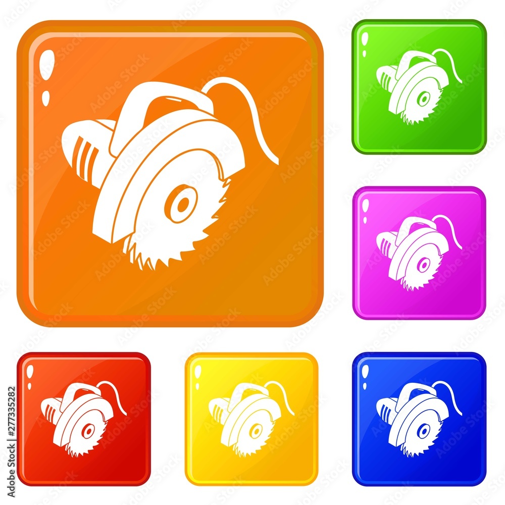 Poster circular saw icons set collection vector 6 color isolated on white background