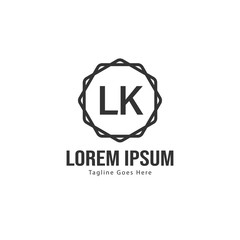 Initial LK logo template with modern frame. Minimalist LK letter logo vector illustration