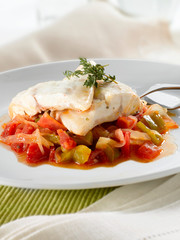 Cod with vegetables. Bacalao con verduras.