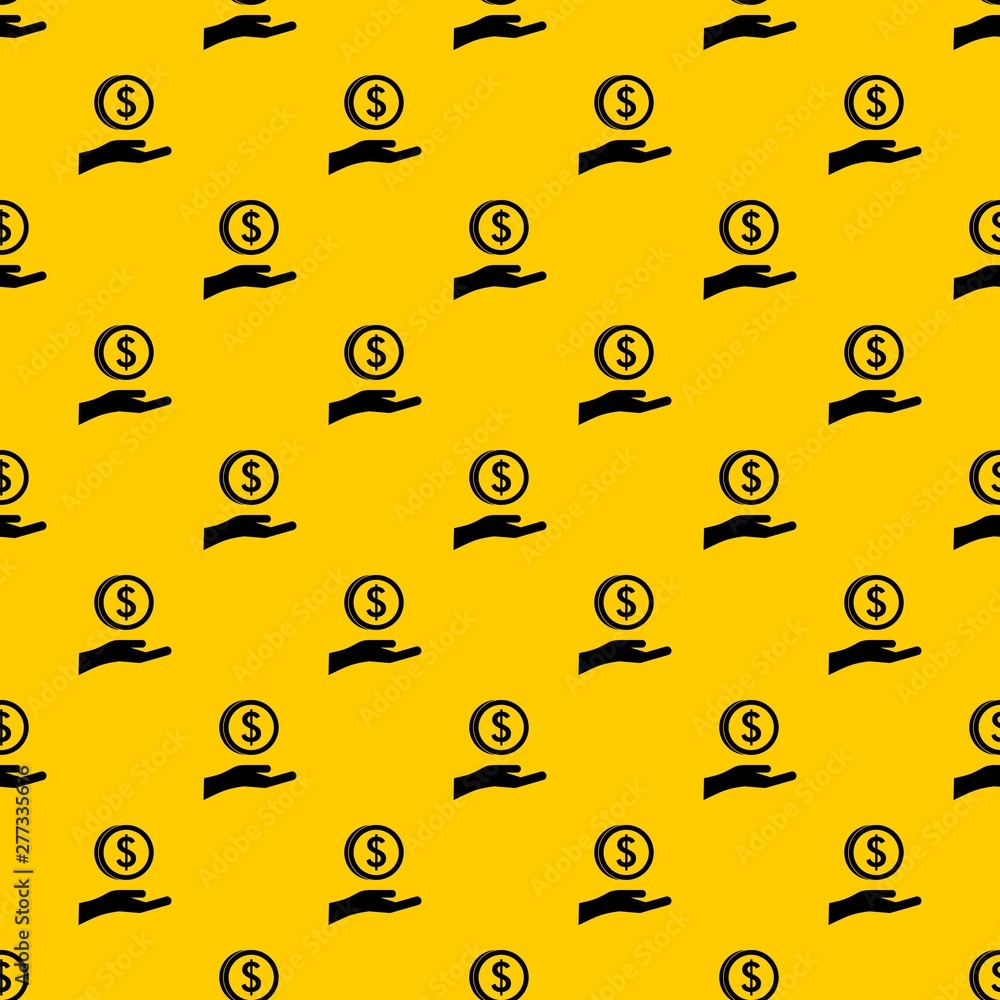 Poster hand and dollar coin pattern seamless vector repeat geometric yellow for any design