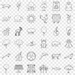 Ecology icons set. Outline style of 36 ecology vector icons for web for any design