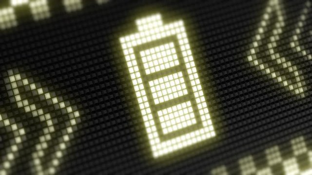 Battery icon in the Screen. Looping footage has 4K Resolution with Encoder Prores 4444. Great Quality.