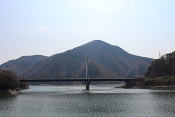 永歳橋と丹沢湖（神奈川県山北町）,eisai bridge,lake tanzawa,yamakita town,kanagawa,japan