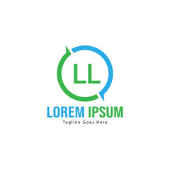 Initial LL logo template with modern frame. Minimalist LL letter logo vector illustration