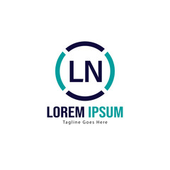 Initial LN logo template with modern frame. Minimalist LN letter logo vector illustration