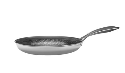 Kitchen utensils isolated on white background. Frying pan.