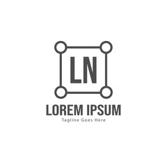 Initial LN logo template with modern frame. Minimalist LN letter logo vector illustration