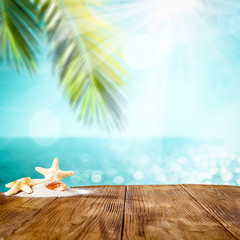 Fototapeta Table background of free space for your decoration and summer beach  obraz