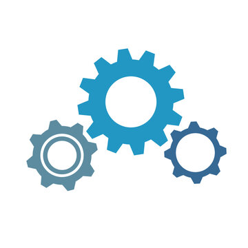 three blue gears business symbol teamwork vector illustration EPS10