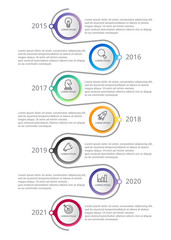 timeline Infographic template with icons options or steps . circle infographic . business infographic for process diagram, presentations, workflow layout, banner, flow chart, info graph.