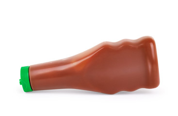 Barbecue sauce in a bottle on a white background
