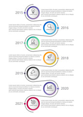 timeline Infographic template with icons options or steps . circle infographic . business infographic for process diagram, presentations, workflow layout, banner, flow chart, info graph.