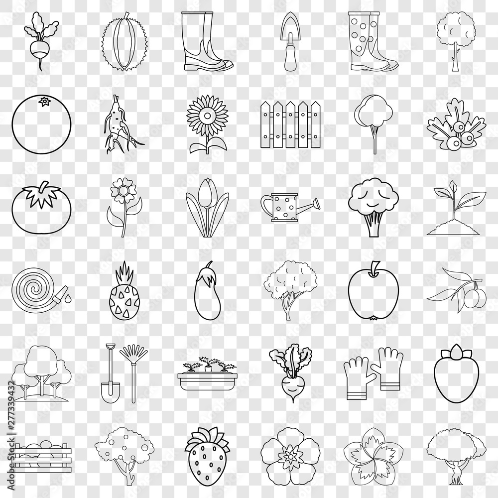 Poster growth icons set. outline style of 36 growth vector icons for web for any design