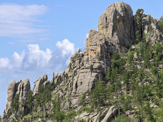 Fototapeta na wymiar Top view of the Cathedral spires along the road at Needles Highway in Custer State Park, South Dakota.
