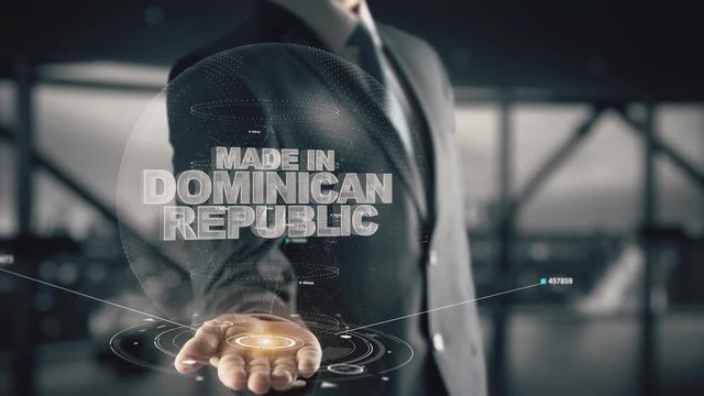 Made in Dominican Republic with hologram businessman concept