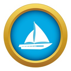 Sailing yacht icon blue vector isolated on white background for any design