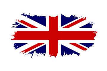 Great Britain flag. Jack UK grunge flag isolated white background. English United Kingdom design. British national symbol England country, patriotism. Graphic sketch brush stroke. Vector illustration