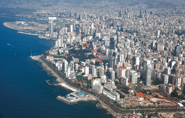 Fototapeta premium Bejrut, widok z lotu ptaka stolicy Libanu