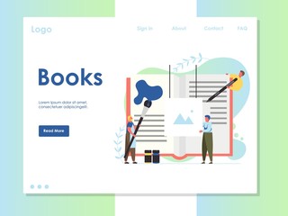Books vector website landing page design template
