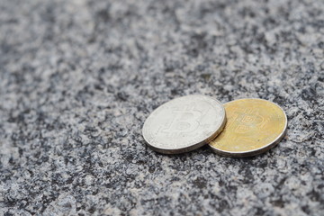 Bitcon cryptocurrency on gray background