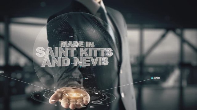 Made in Saint Kitts and Nevis with hologram businessman concept