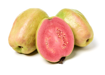 Pink guava isolated on white background