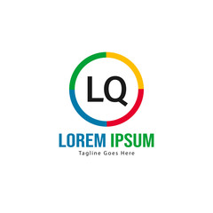 Initial LQ logo template with modern frame. Minimalist LQ letter logo vector illustration