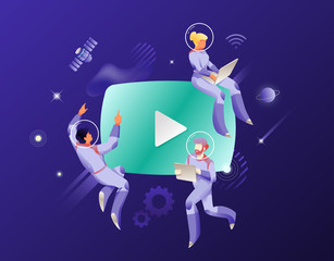 Astronauts With Video Player Icon © svetabelaya