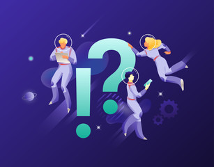 Astronauts With Exclamation and Question Marks © svetabelaya