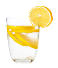 Glass of lemonade isolated on white background