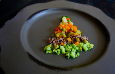 Christmas tree from a salad olivier
