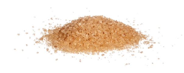 brown sugar isolated on white background.  Flat lay