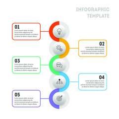 Fototapeta premium Timeline circle infographic template 5 options or steps. Modern vertical business data visualization