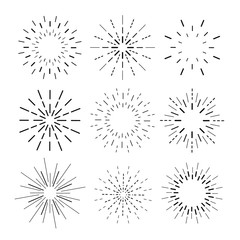 Thin line icon fireworks set. Christmas pyrotechnics firecracker