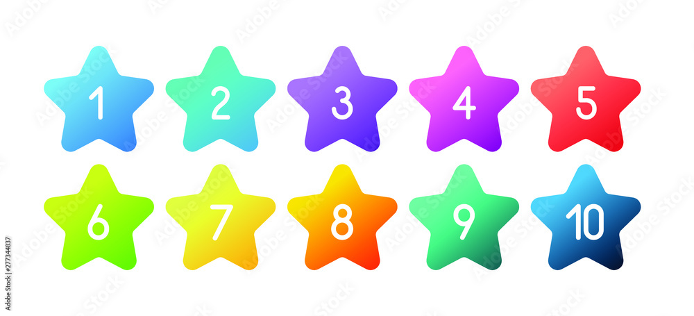 Poster modern gradient star bullet point. colorful markers with number 1 to 12