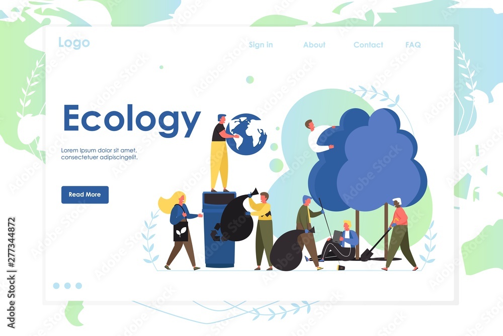 Poster ecology vector website landing page design template