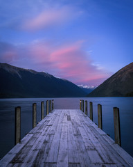 Wooden pier on the New Zealand lake