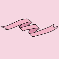 Pink ribbon icon. Sketch vector illustration.