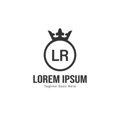 Initial LR logo template with modern frame. Minimalist LR letter logo vector illustration