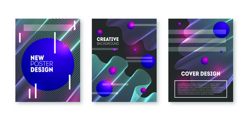 Set of three abstract covers. Minimal annual report design vector collection. 