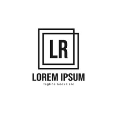 Initial LR logo template with modern frame. Minimalist LR letter logo vector illustration